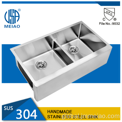 China Stainless Steel Double Bowl Apron Front Kitchen Sink Supplier